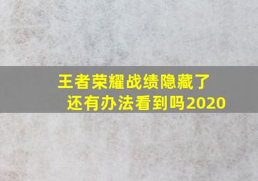 王者荣耀战绩隐藏了 还有办法看到吗2020